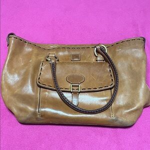 Dooney & Bourke Tan Leather Shoulder Bag with Braided Handle